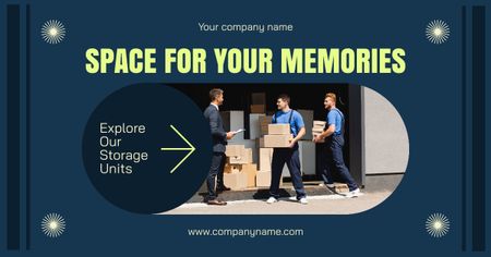 Offer of Storage Services with Delivers with Boxes Facebook AD Design Template