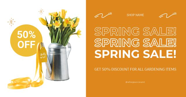 Spring Sale with Tulip Bouquet Facebook ADデザインテンプレート