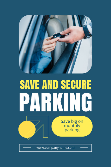 Designvorlage Best Offer of Safe and Secure Parking für Pinterest