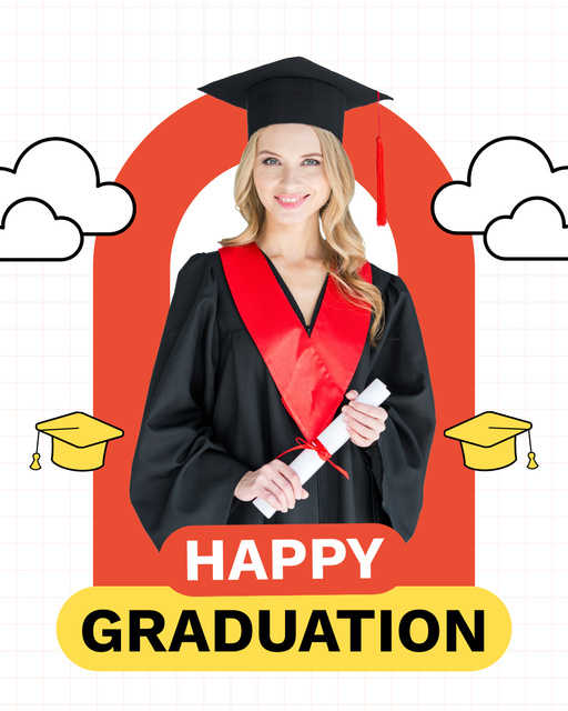 Smiling Student with Diploma Instagram Post Vertical Tasarım Şablonu