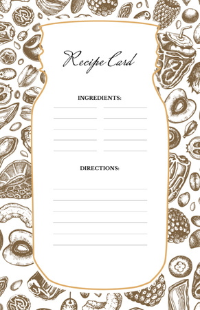 Fruits and Vegetables Graphic pattern Recipe Card Design Template