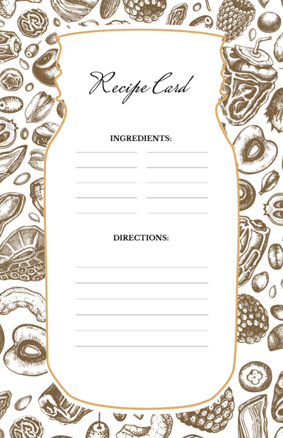 Fruits and Vegetables Graphic Pattern Recipe Card Πρότυπο σχεδίασης
