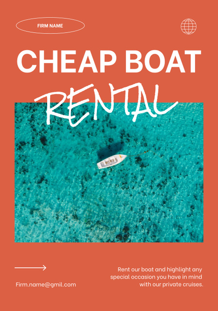 Boat Rent Ad Poster 28x40in Πρότυπο σχεδίασης
