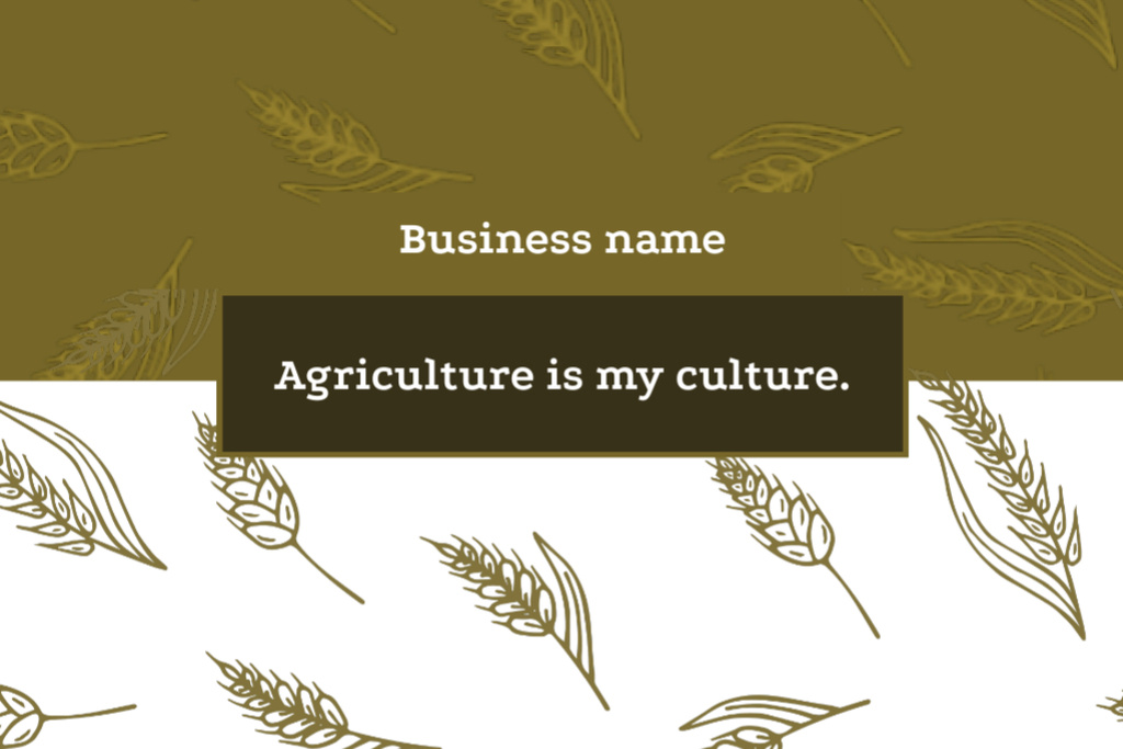 Wheat Ears Illustrated Pattern and Agriculture Phrase Postcard 4x6in – шаблон для дизайна