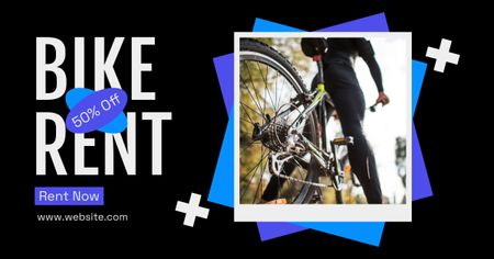 Bikes Rent Discount Offer on Black Facebook AD – шаблон для дизайна