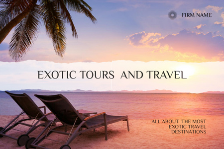 Exotic Travel And Tours With Paradise View Postcard 4x6in Design Template