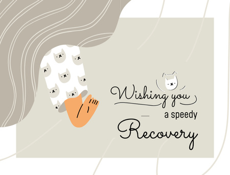 Get Well Wish With Cute Cat Face Postcard 4.2x5.5in Design Template