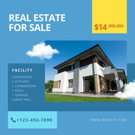 Real Estate For Sale Square Video Post Animated Post Design Template