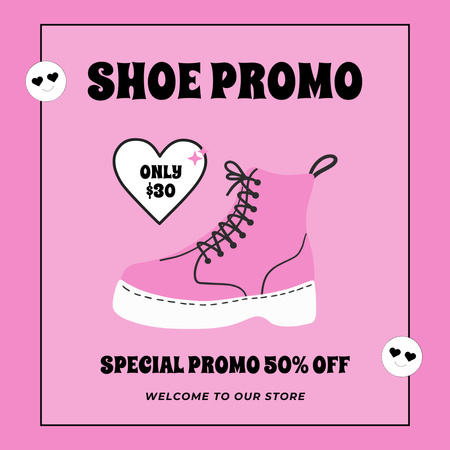 Template di design Promo scarpe moda su rosa Instagram