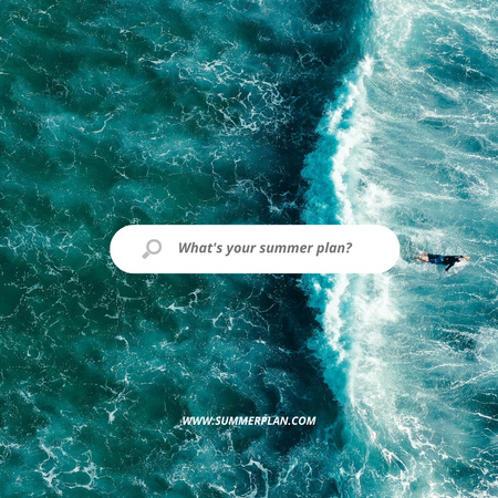 Designvorlage Schöne blaue Ozeanwelle mit Surfer für Instagram