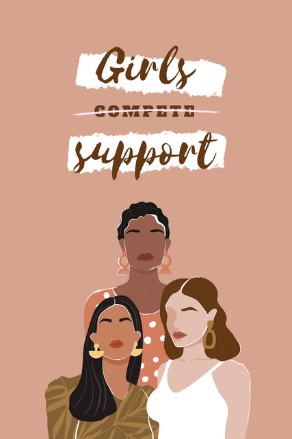 Girl Power Inspiration with Diverse Women Pinterest Design Template