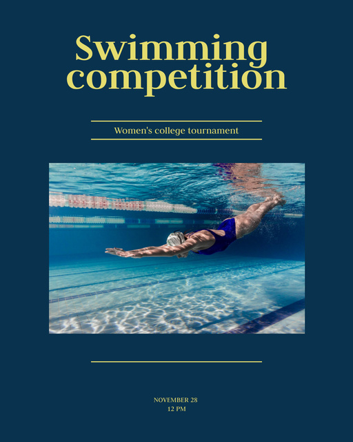 Designvorlage Swimming Competition Announcement with Swimmer für Poster 16x20in