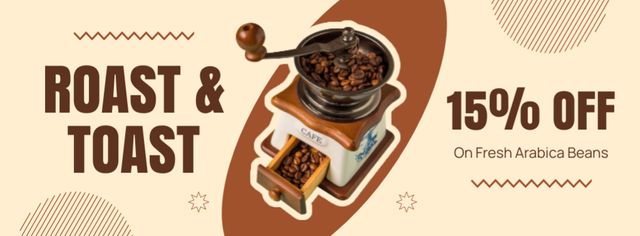 High-quality Roasted Arabica Coffee Beans At Discounted Rates Offer Facebook cover Design Template