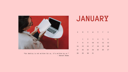 Freelancer Working on Laptop Calendar Design Template