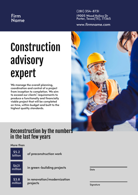 Construction Advisory Services Letterhead – шаблон для дизайна