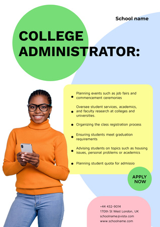 College Administrator Services Offer Poster Design Template