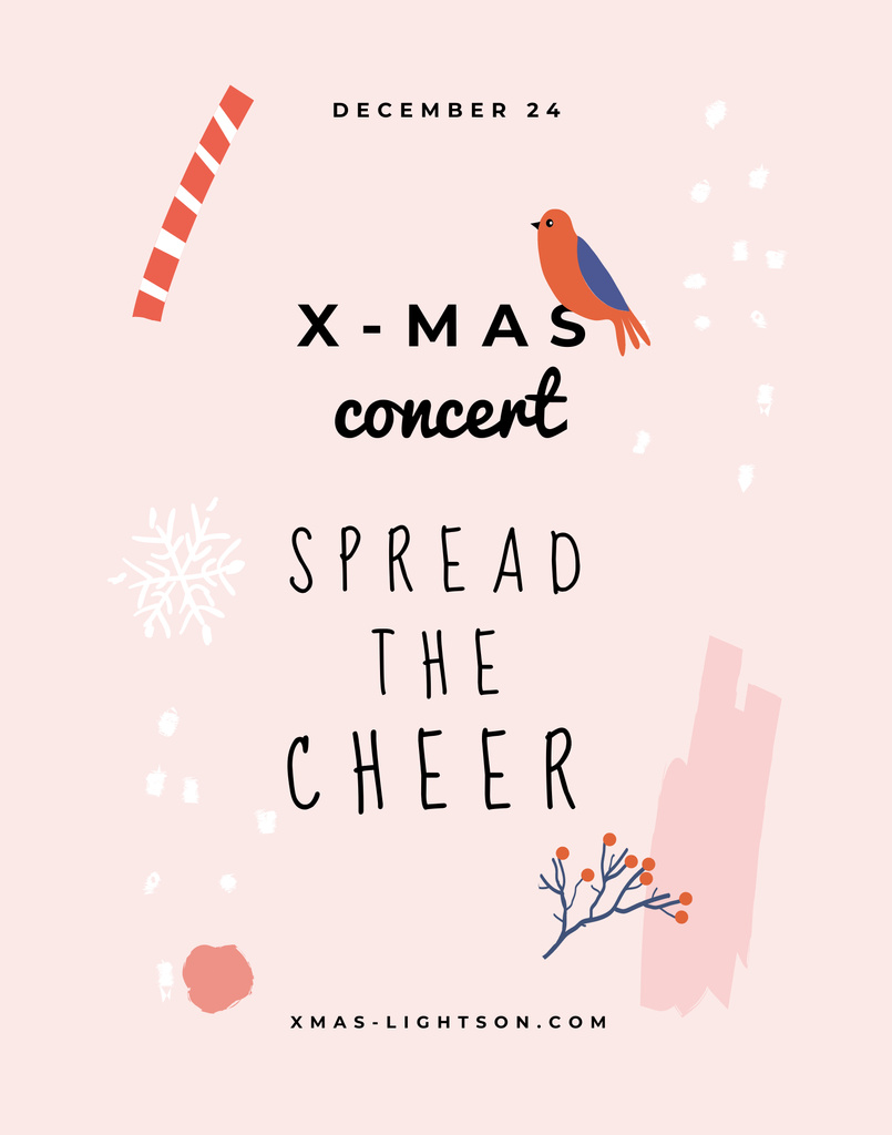 Ad of Christmas Concert with Cute Bird Poster 22x28in Design Template