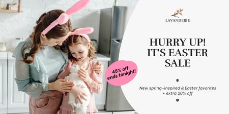 Easter Items Sale Offer With Rabbit Twitter Design Template