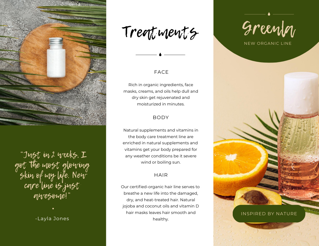 Natural Cosmetics Overview Brochure 8.5x11in Z-fold Design Template