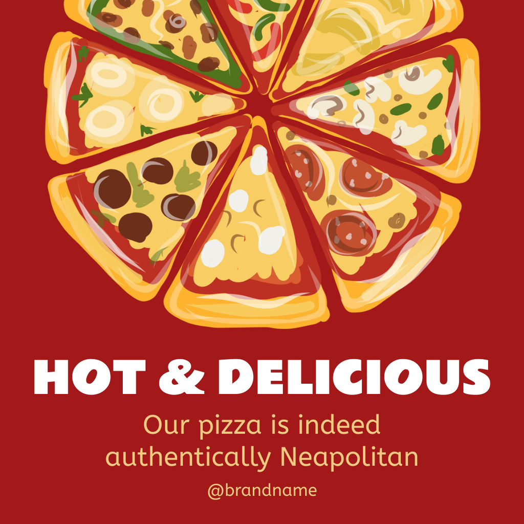 Offer of Hot and Delicious Italian Pizza Instagram Tasarım Şablonu