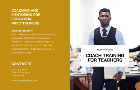 Coach Training and Mentoring for Teachers Brochure 11x17in Bi-fold Modelo de Design