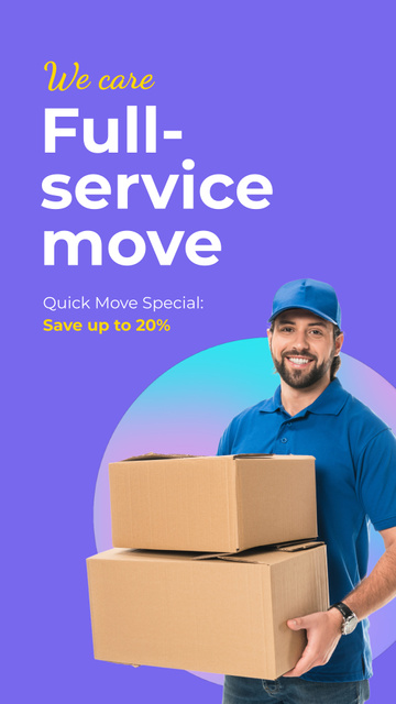 Knowledgeable Moving Service With Discount And Mover Instagram Video Story Design Template