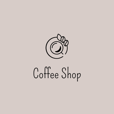 Coffee House Emblem with Cup and Coffee Beans on Saucer Logoデザインテンプレート