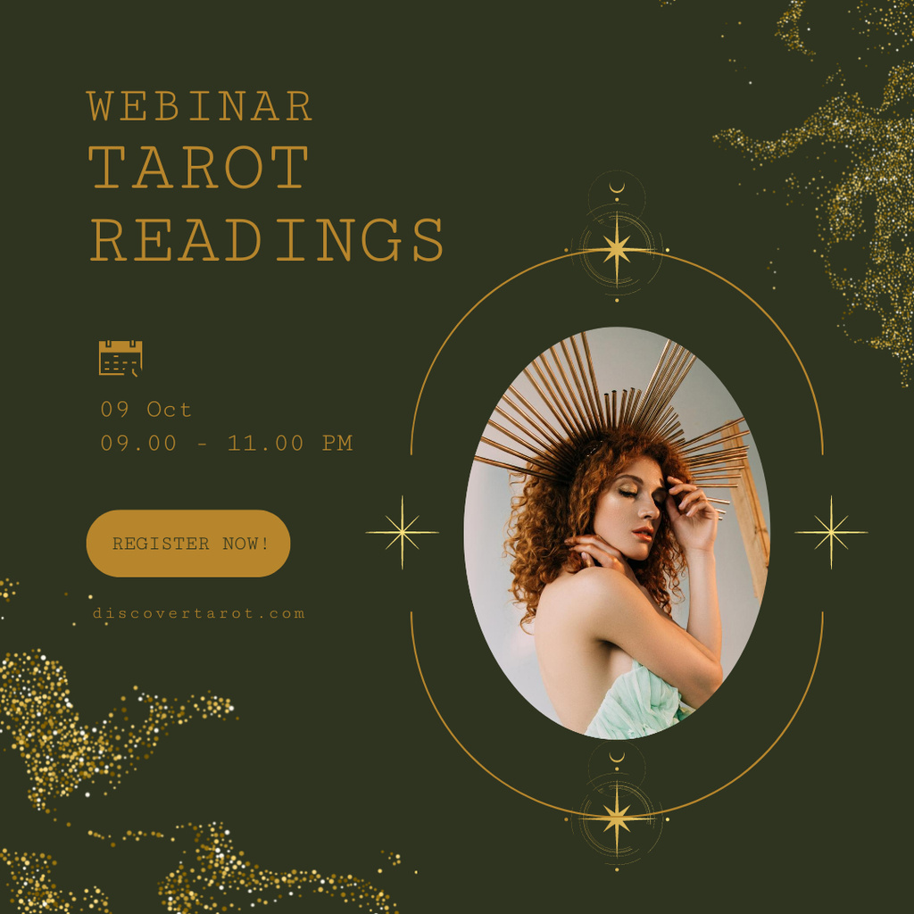 Szablon projektu Webinar on Teaching Reading Tarot Card with Woman Instagram