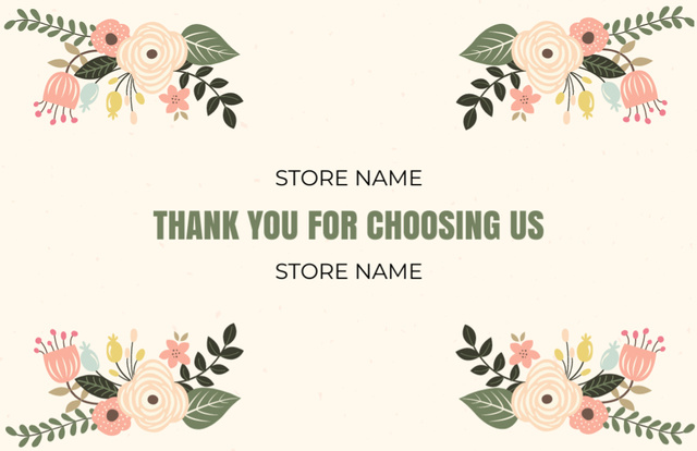 Szablon projektu Thank You For Choosing Us Message with Peach Flower Composition Thank You Card 5.5x8.5in