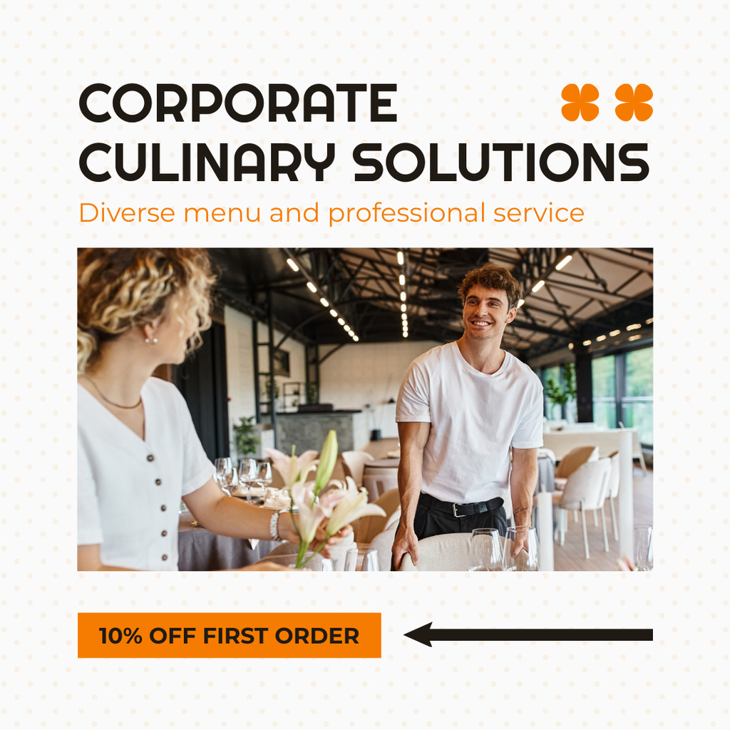 Plantilla de diseño de Discount on First Order of Corporate Catering Instagram AD 