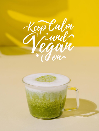 Vegan Lifestyle Concept with Green Smoothie in Cup Poster US Design Template