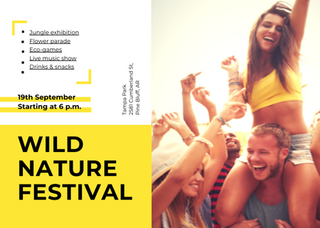 Designvorlage Festival Announcement with Young People Dancing für Flyer 5x7in Horizontal