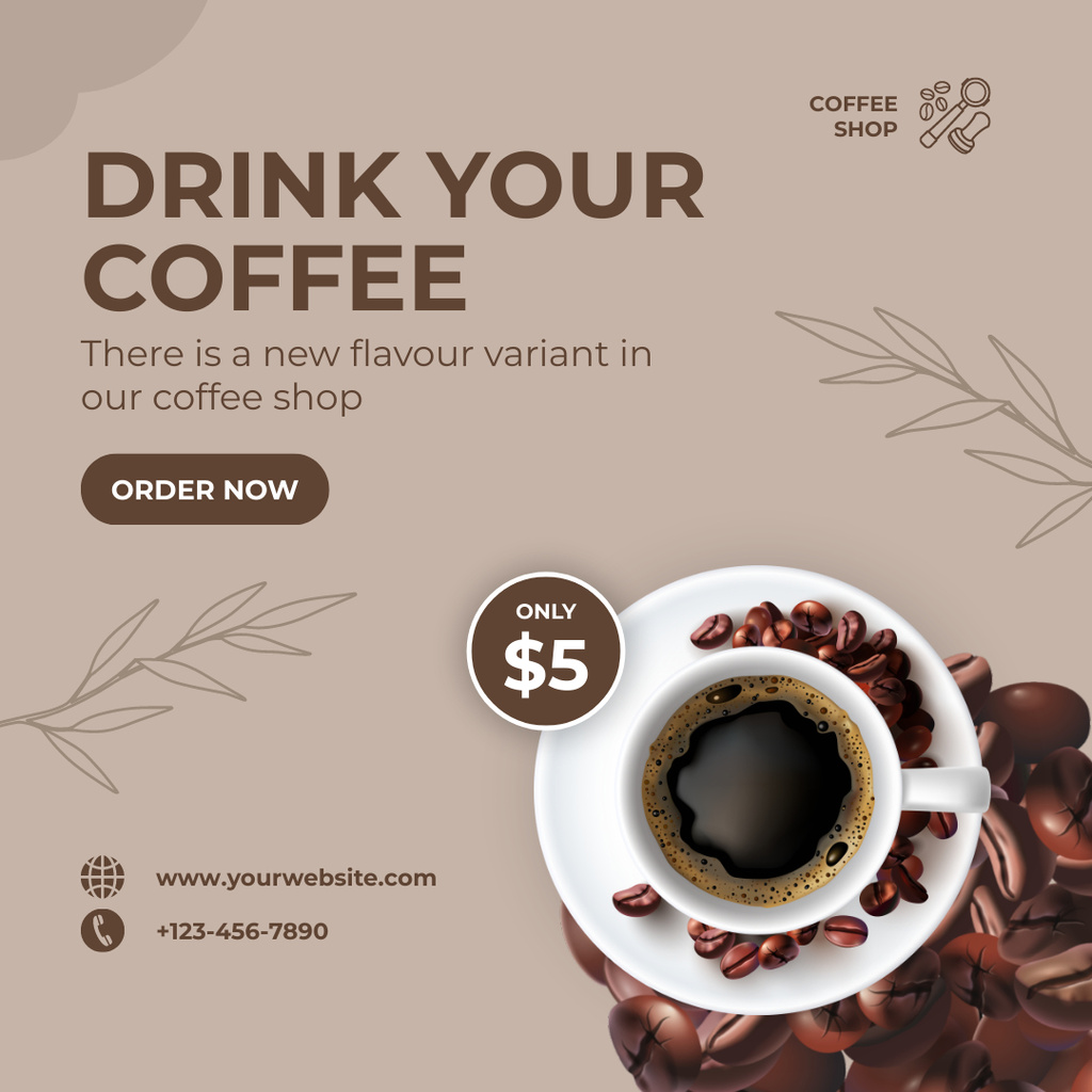 Designvorlage Flavorful Coffee Beverage At Fixed Price Offer für Instagram