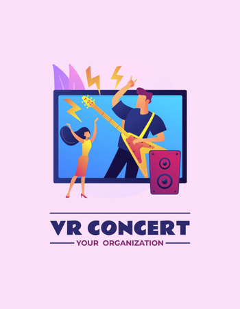 People on Virtual Concert T-Shirt Design Template