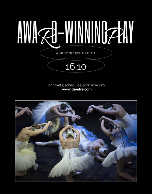 Modèle de visuel Greatest Ballet Show Announcement on Black Background - Poster 22x28in