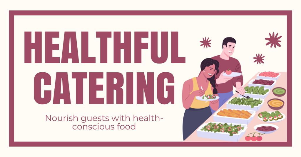 Catering Service for Health and Happiness Facebook AD Design Template