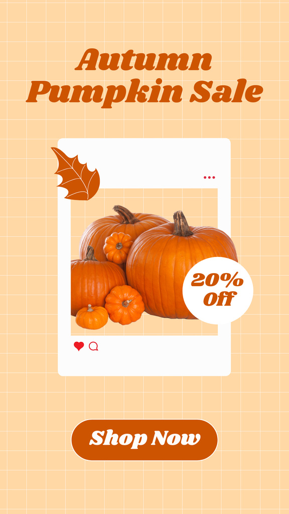 Ontwerpsjabloon van Instagram Story van  Autumn Pumpkin Sale