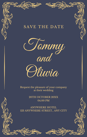 Save the Date Elegant Wedding Announcement Invitation 4.6x7.2in Design Template
