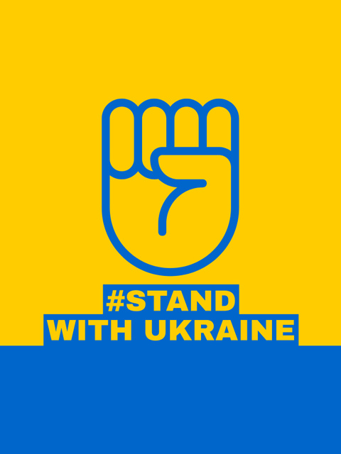 Designvorlage Fist Sign and Phrase about Support of Ukraine für Poster US