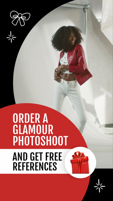 Ontwerpsjabloon van TikTok Video van Glamour Photoshoot In Studio And Presents Offer