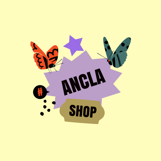 Designvorlage Emblem with Cute Butterflies für Logo