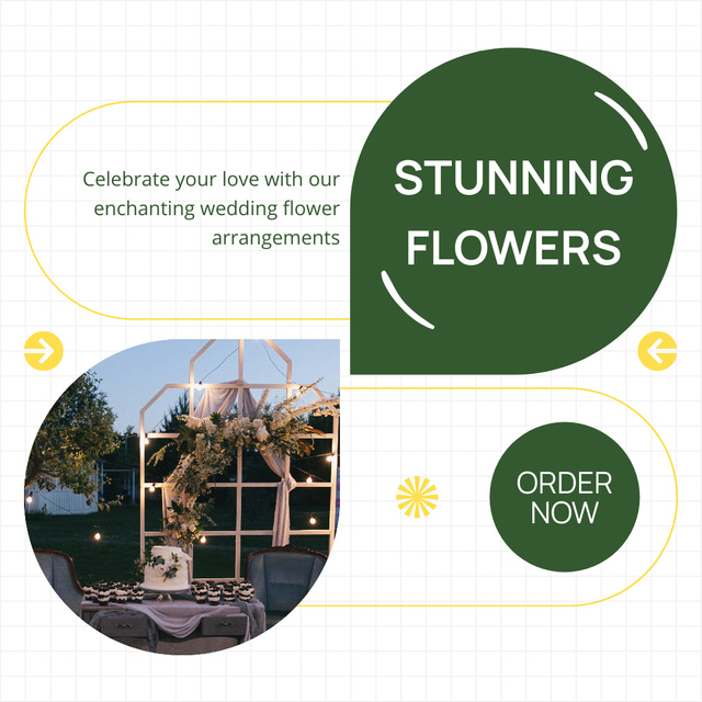 Flower Arrangement and Wedding Ceremony Decoration Services Instagram Design Template