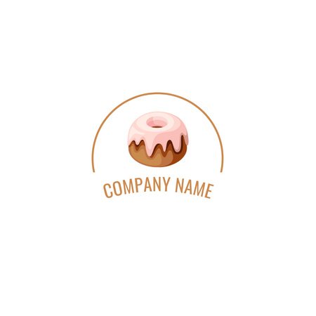 Emblema de padaria com donut fofo Animated Logo Modelo de Design