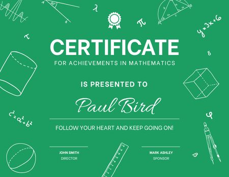 Mathematics Achievement Award Certificate Tasarım Şablonu