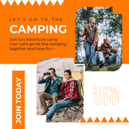 Let's Go To The Camping  Instagram AD Design Template