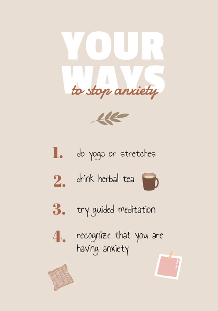 Plantilla de diseño de List of Ways to Stop Anxiety Poster 28x40in 