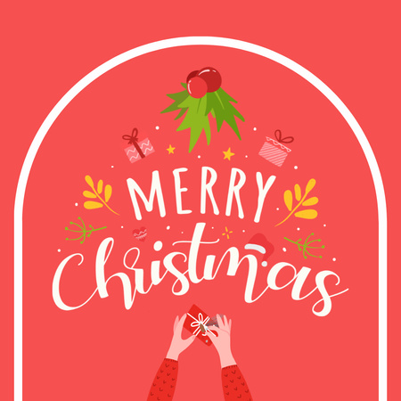 Merry Christmas Greeting with Illustration Instagram Design Template