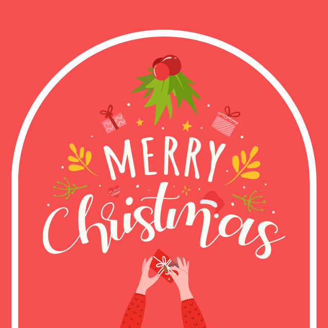 Designvorlage Merry Christmas Greeting with Illustration für Instagram