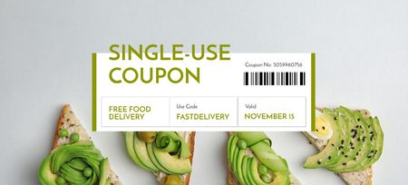 Free Food Delivery Offer Coupon 3.75x8.25in Design Template