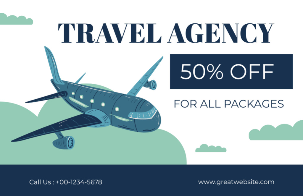 All Travel Packages and Flight Tickets Sale Thank You Card 5.5x8.5in Design Template